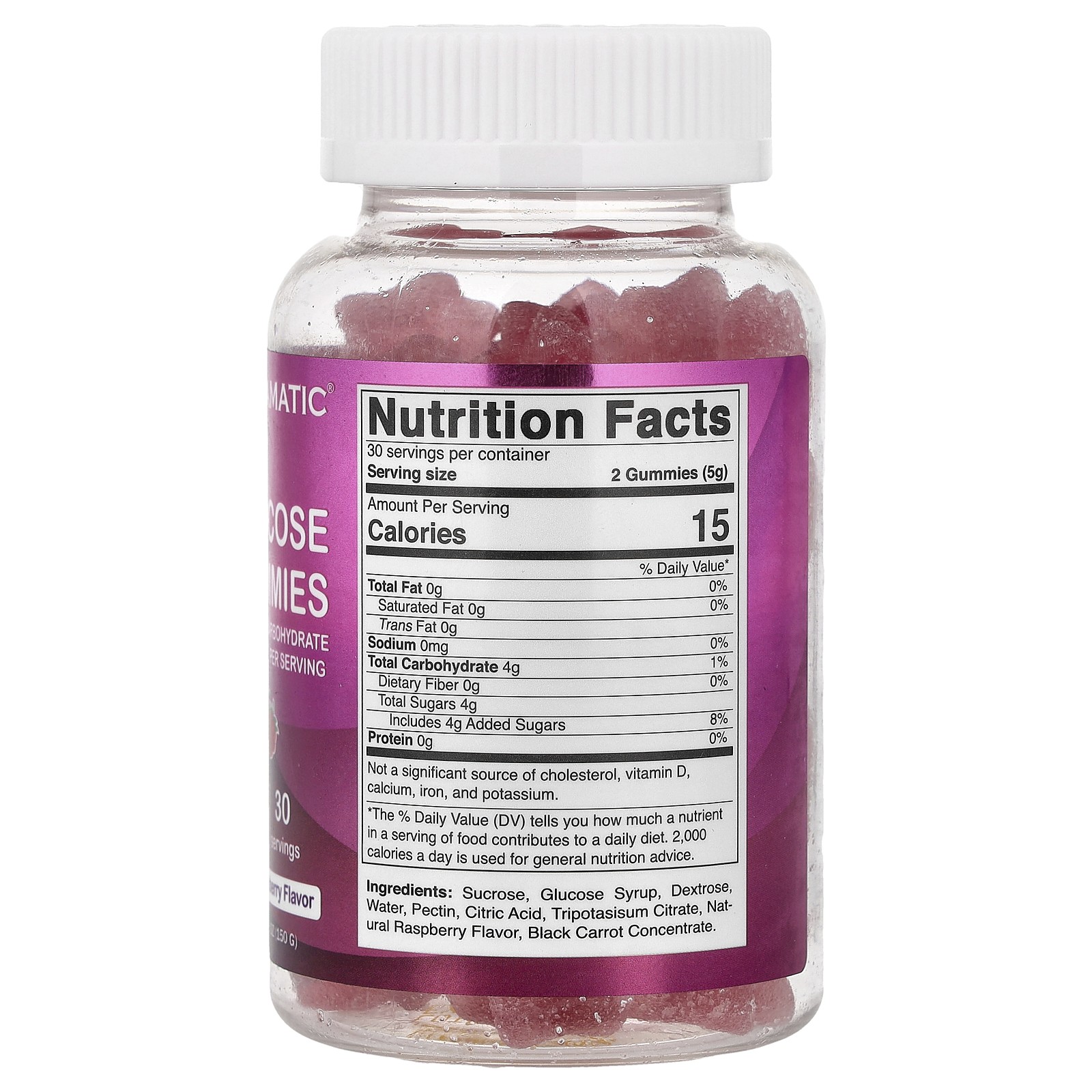 Glucose Gummies, Natural Raspberry, 60 Gummies