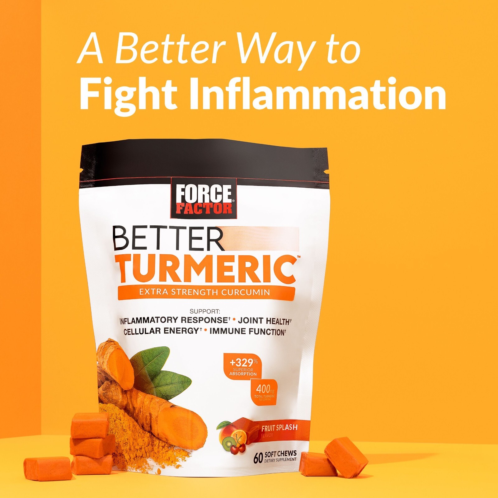 Force Factor Better Turmeric Soft Chews Curcumin Supplement for Joint Health