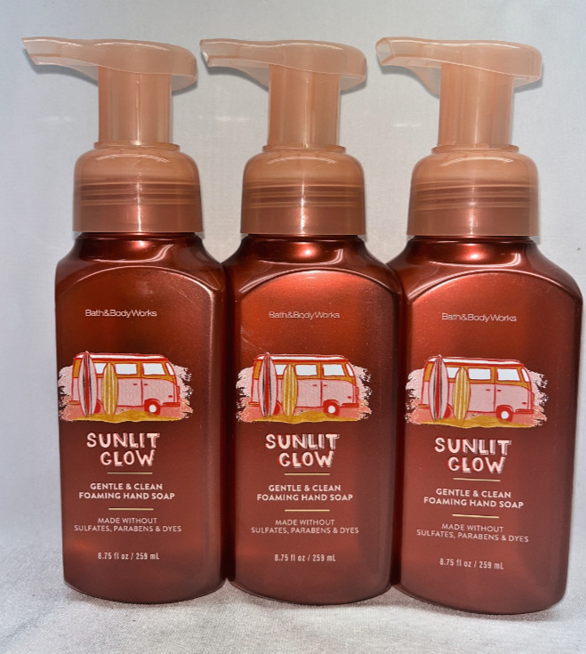 3 Sunlit Glow Gentle & Clean Foaming Hand Soap Bath & Body Works 8.75 oz