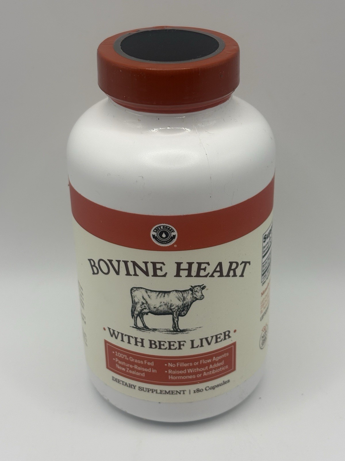 Left Coast Performance, Bovine Heart With Beef Liver, 180 Capsules Exp 9/2027