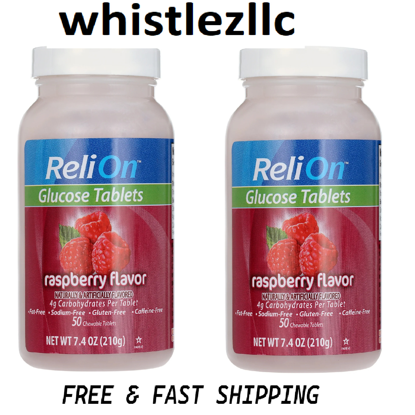 Relion Raspberry Glucose Tablets, 50 Count each – Pack of 2