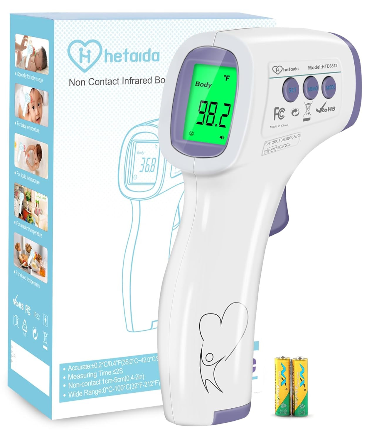Digital Thermometer for Adults and Kids, No Touch Forehead Thermometer for Baby,