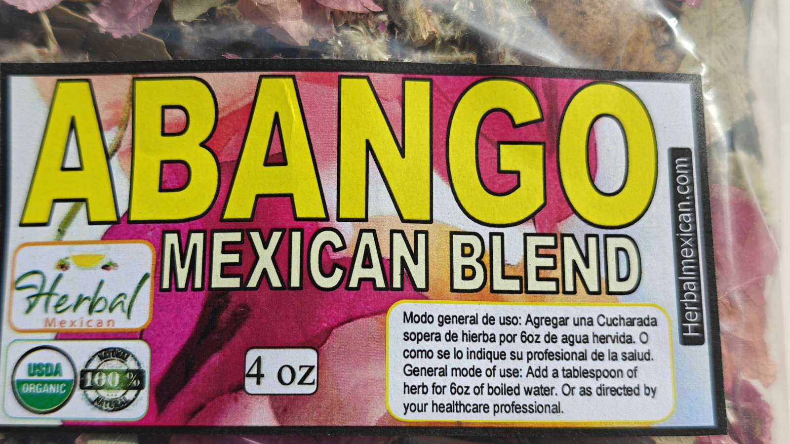 Abango 4oz, abango te/tea,tizana de abango Abango mexican blend