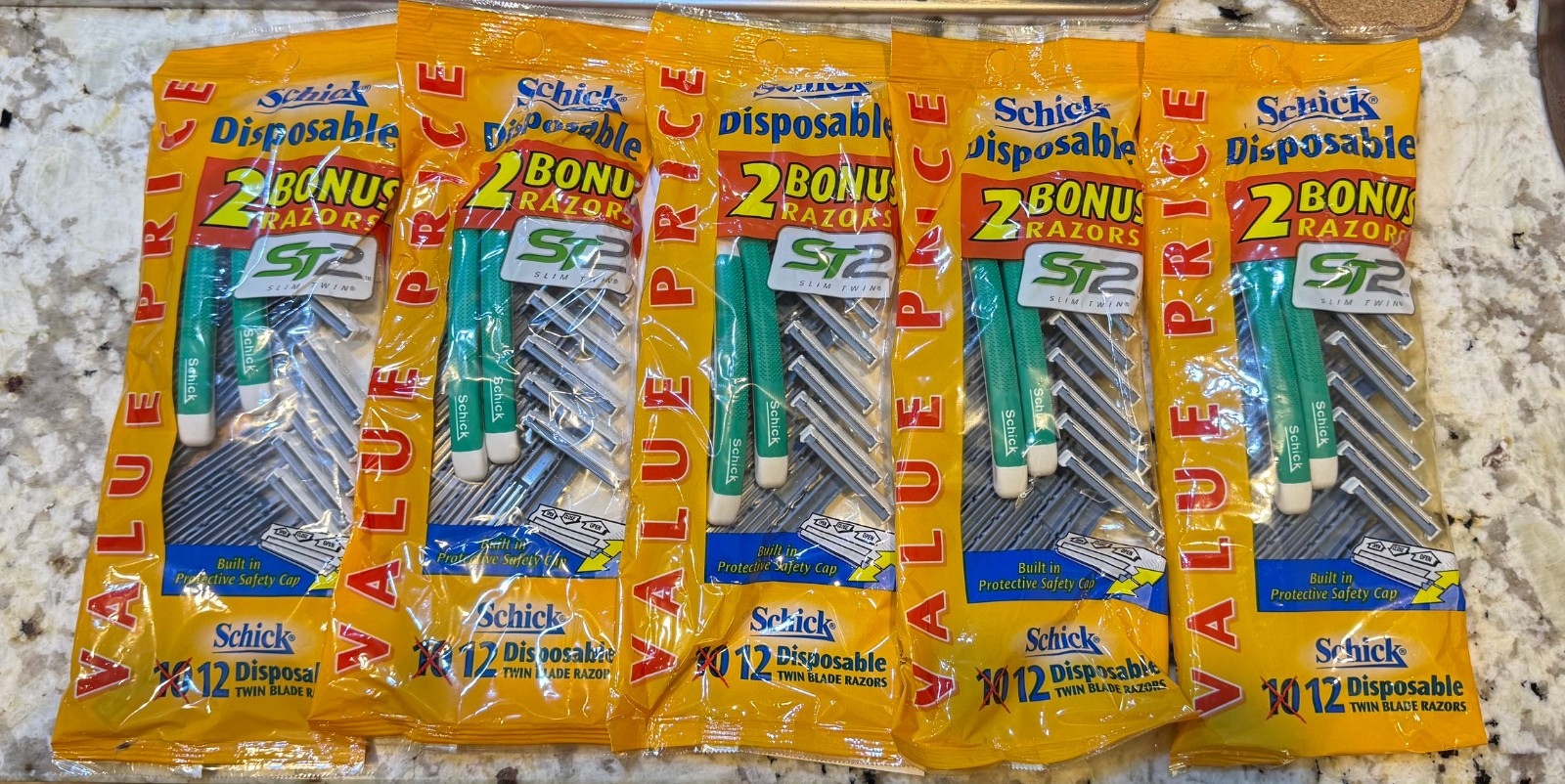Schick Disposable Razors ST2 Slim Twin (Lot of 5) 12 Packs (60 total)