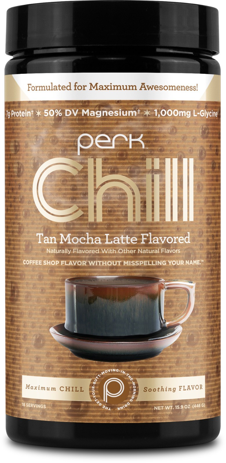 Perk Chill Drink Mix (Tan Mocha Latte) 18 Servings – Calming Sleep Aid Support