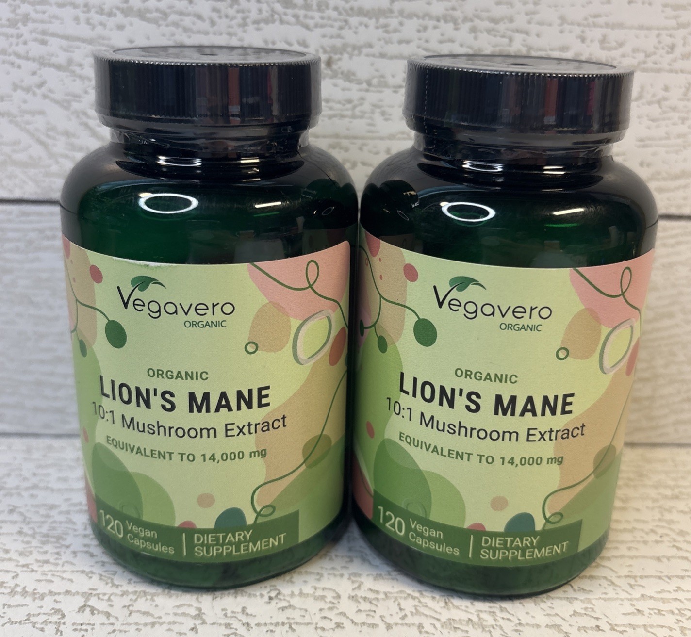 2X Vegavero Organic Vegan Lions Mane Mushroom Extract 14000mg 120 Caps Exp 2/28