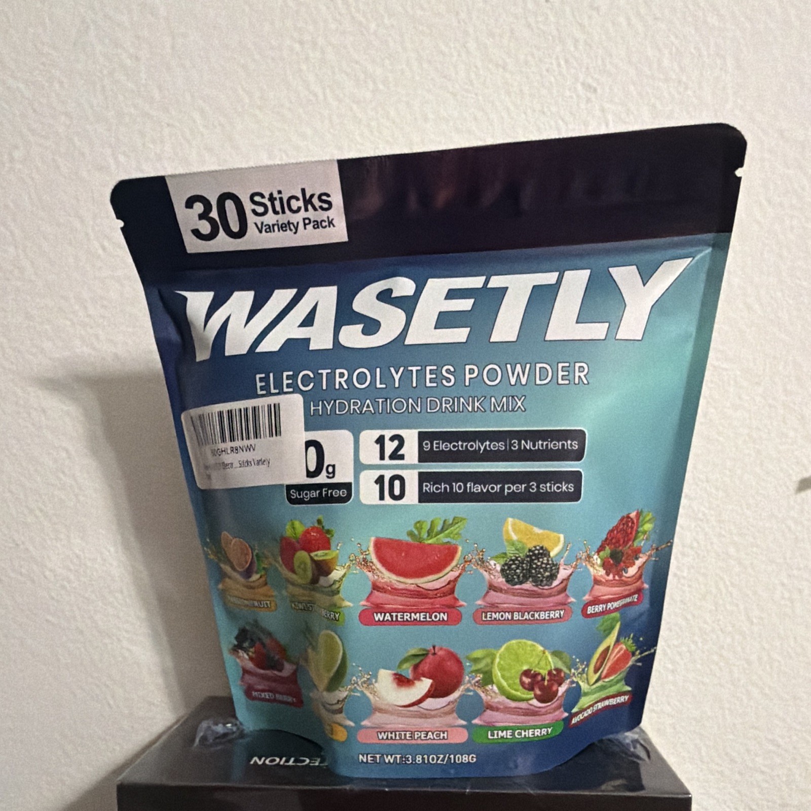 Wasetly Electrolytes Powder Hydration Drink Mix Variety Pack 30 Sticks 3.81 oz