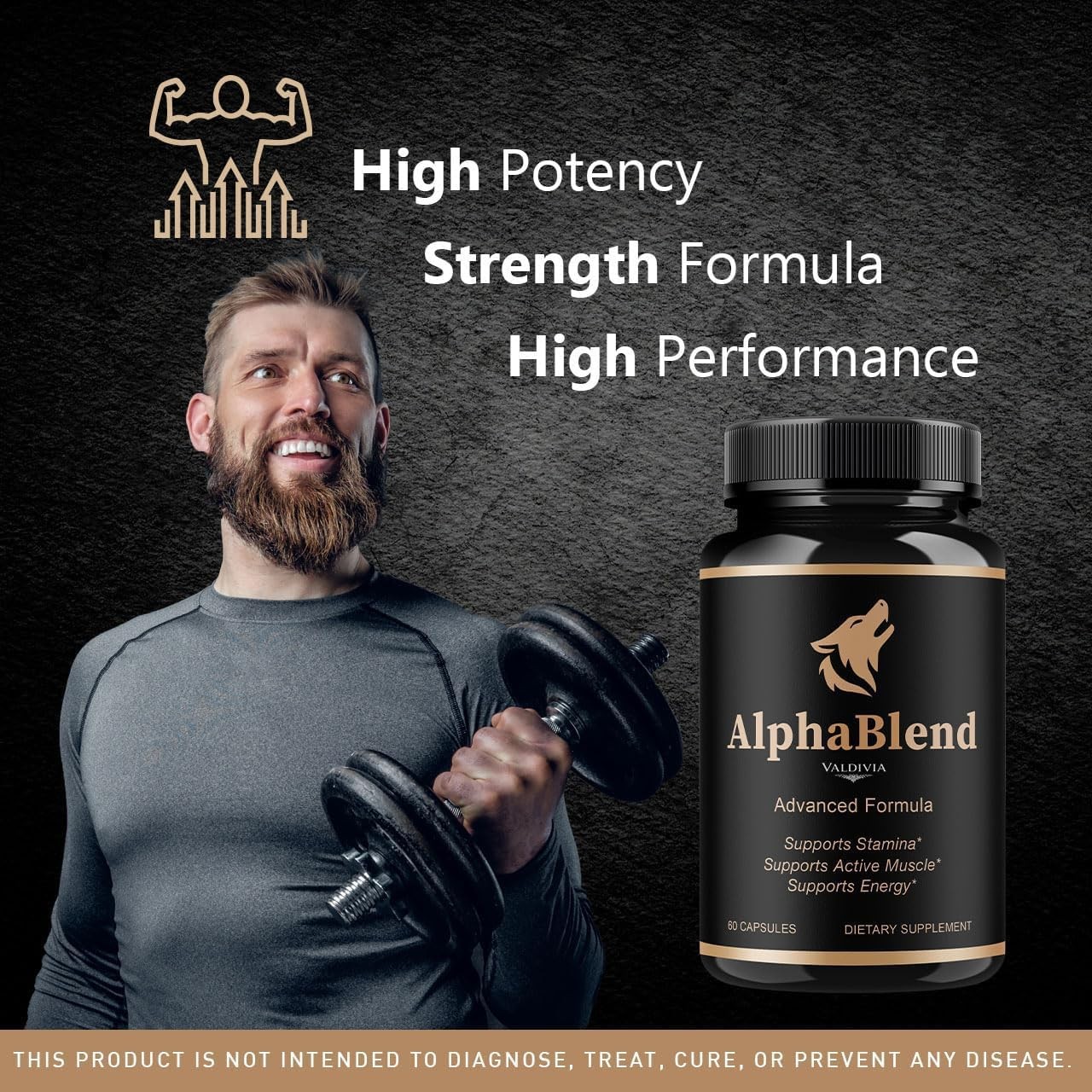 Alpha Blend Men Wellness Supplement Capsules Energy Strength 1 Pack 60Ct