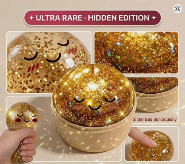 Ultra Rare Gold Glitter Dumpling Squishy Slow Rise Stress Toy