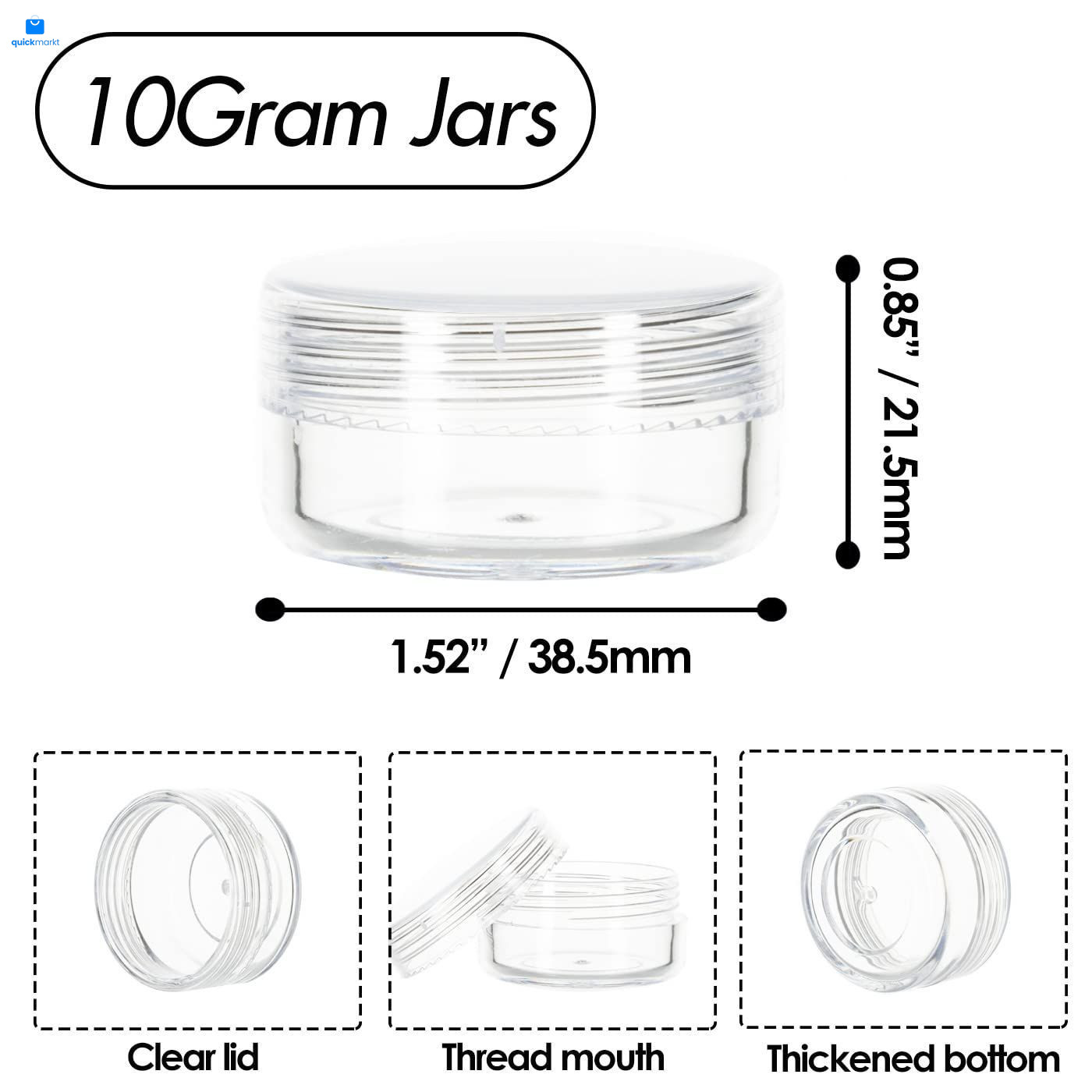10 Gram Sample Containers, 20 Count Clear, [Other colors not specified]