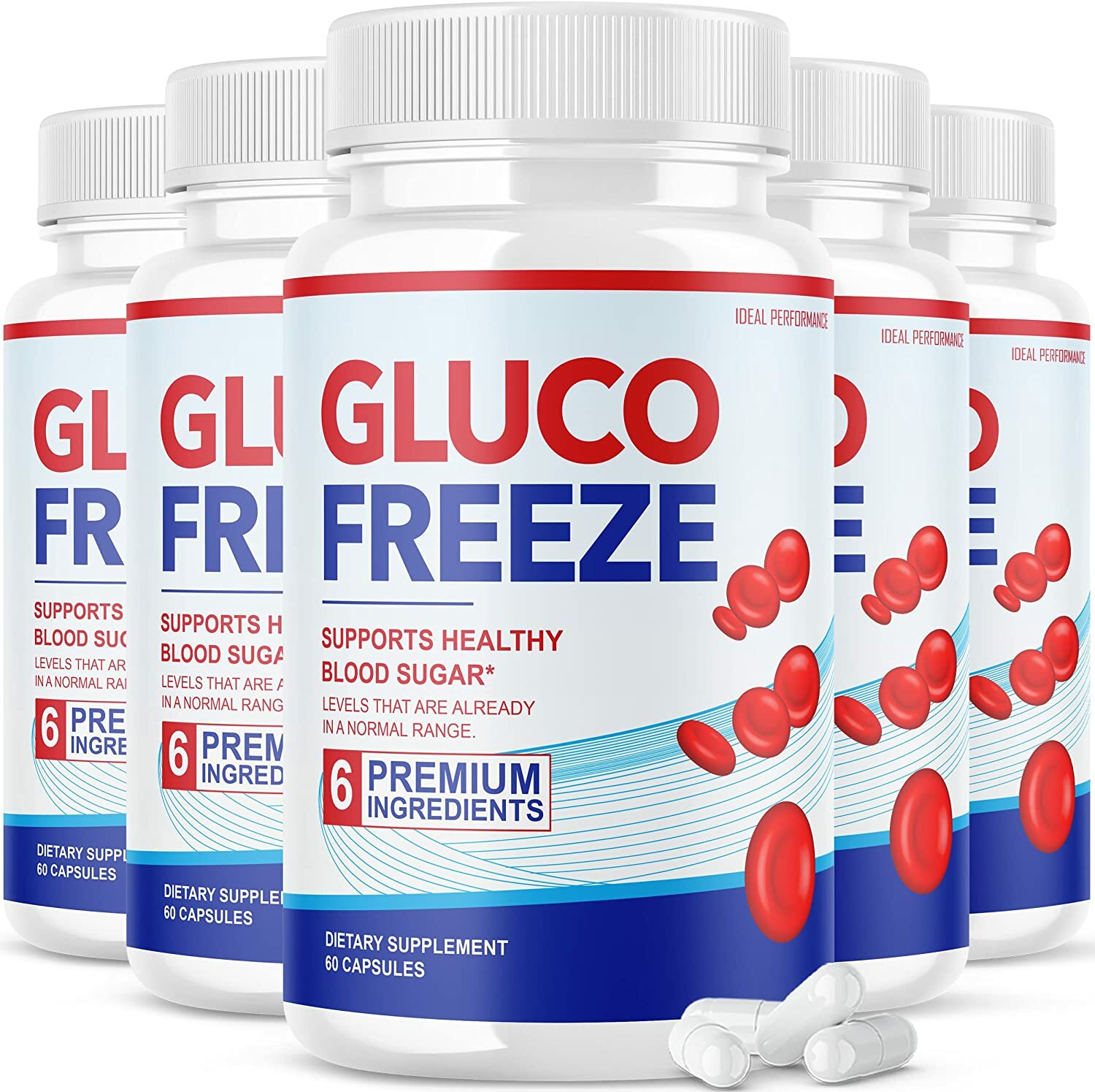 GlucoFreeze Pills for Blood Sugar Support Gluco Freeze 300 Capsules (5 Pack)