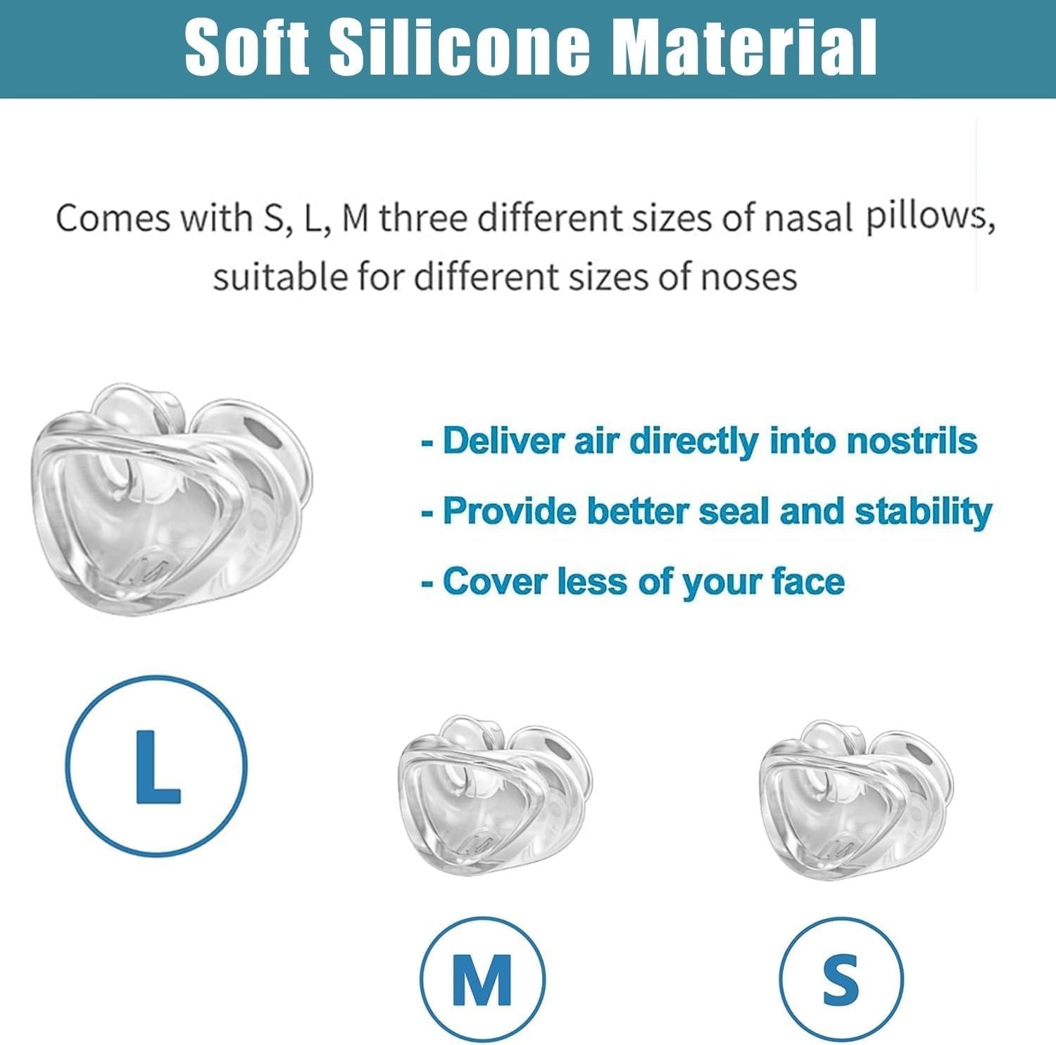 Nasal Pillow Supplies – Includes 3 Packs Nasal Mask Nose Pillows Small, Medium,