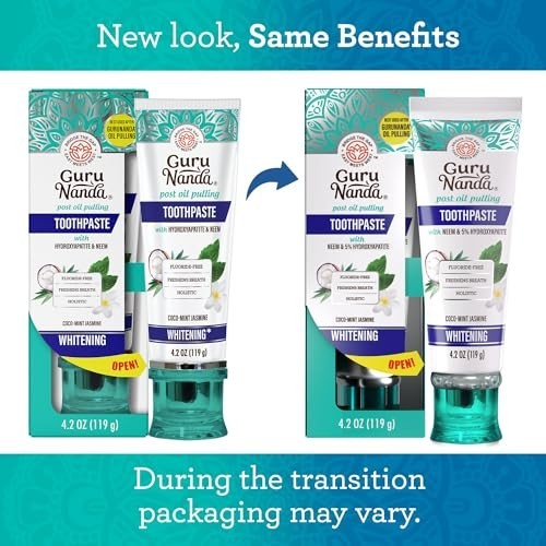 GuruNanda Hydroxyapatite Toothpaste Whitening Neem Xylitol SLS Fluoride Free