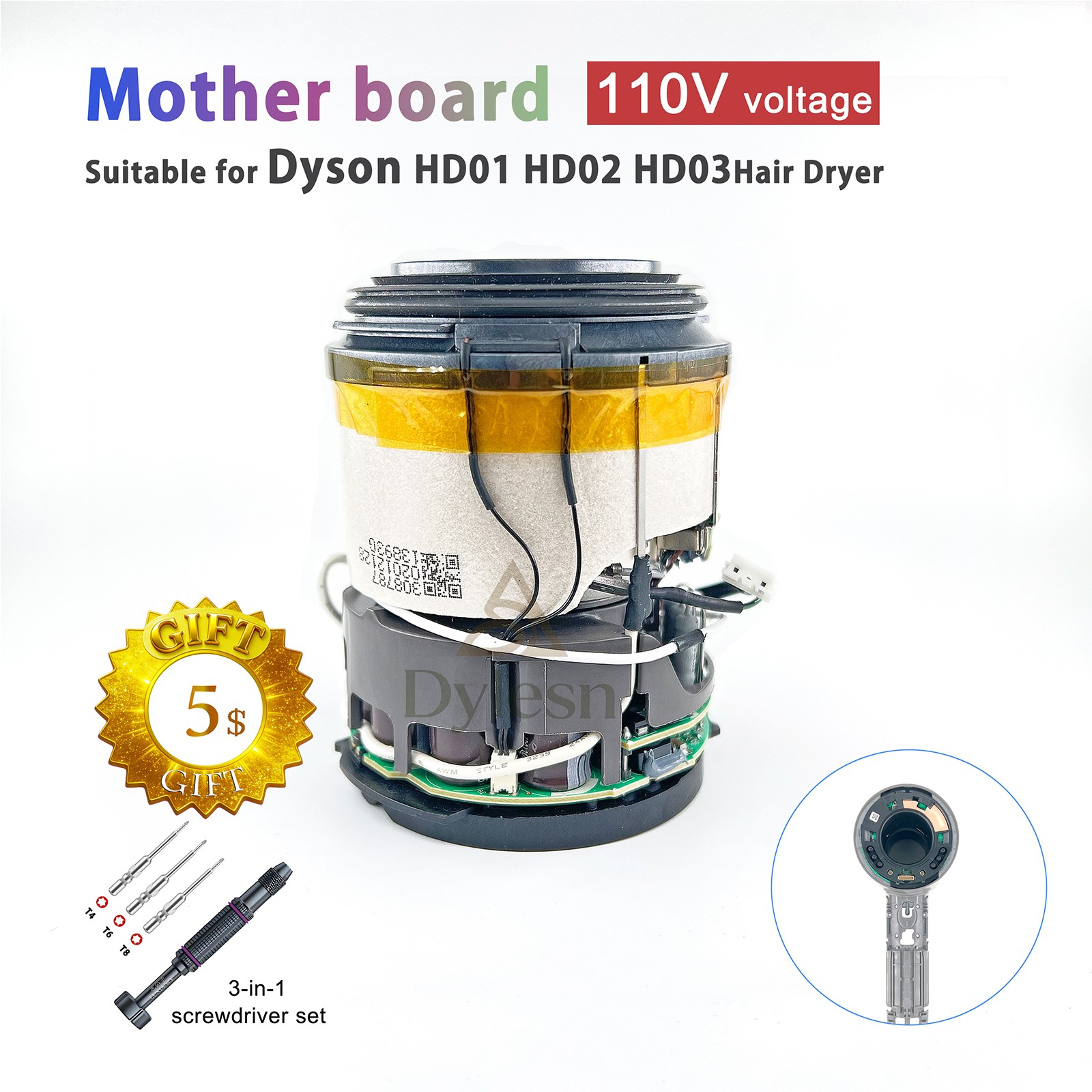 Motherboard V9 110V Assembly for DysonHair Dryer HD07 MainBoard Heating Element