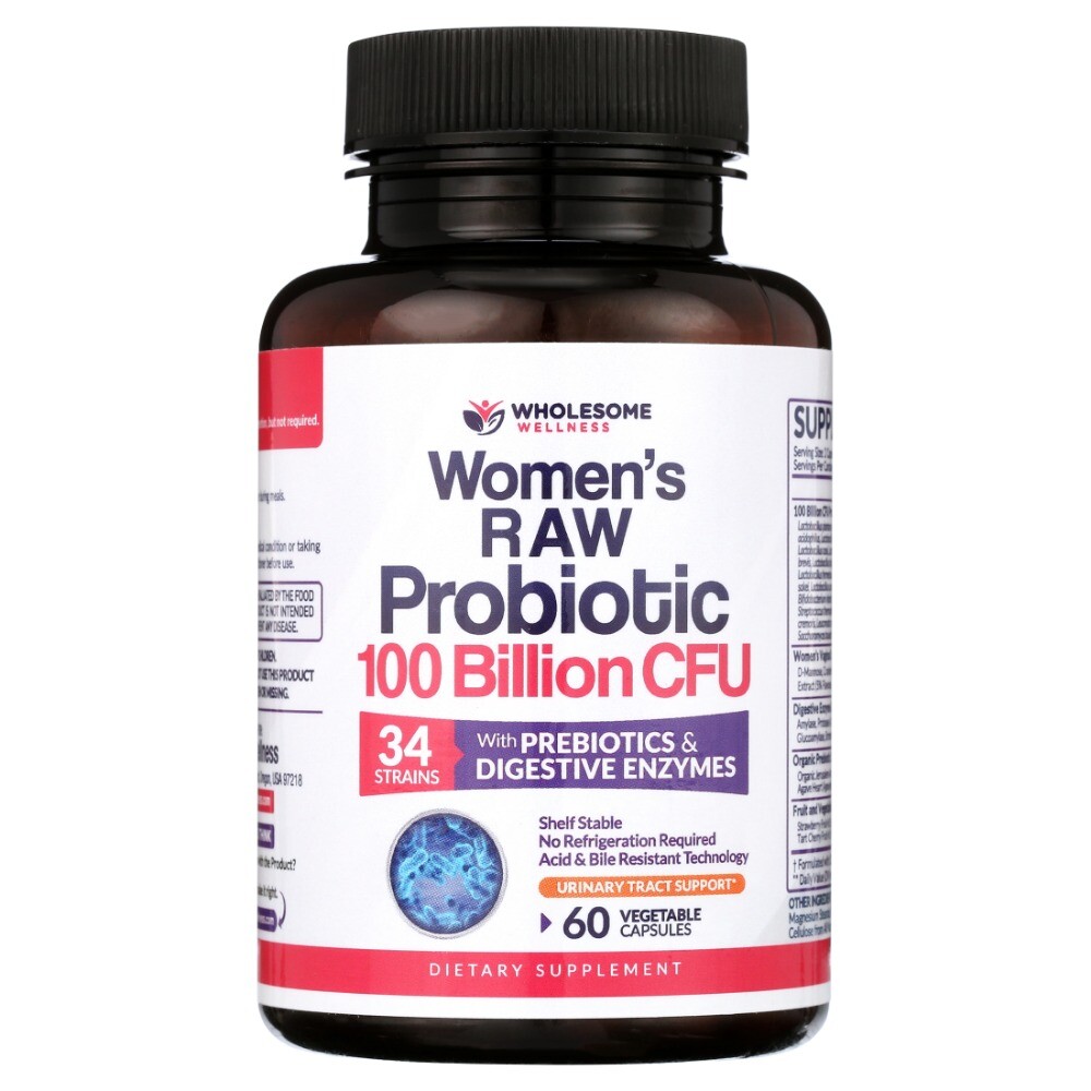 Women’s Raw Probiotic 100 Billion CFU 60 Caps Brand New Wholesome Wellness