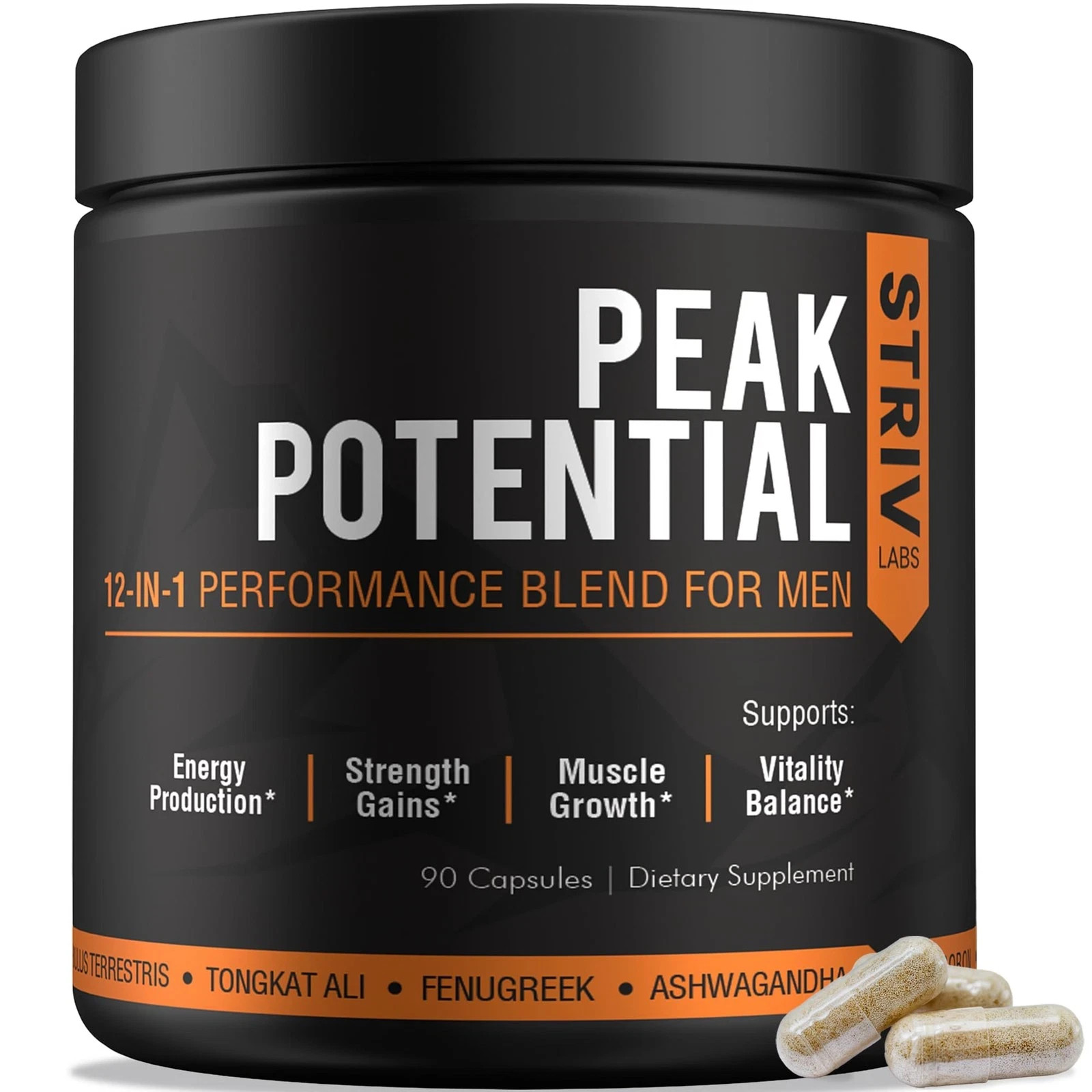 Peak Potential 12-in-1 Men’s Testosterone Support – Natural Energy Boost