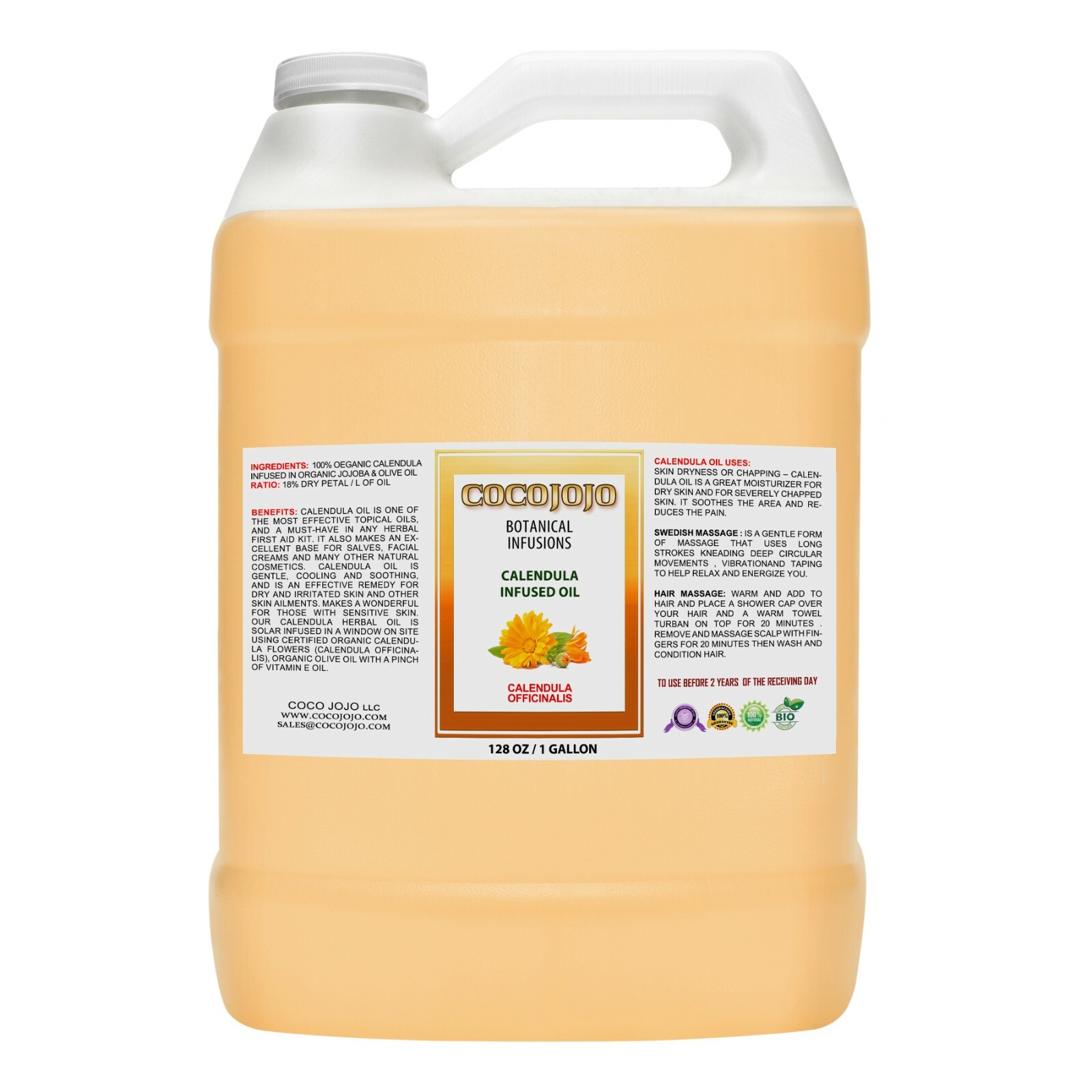 4 Oz – 8lb 100% pure calendula infused oil in jojoba & olive oil organic natural