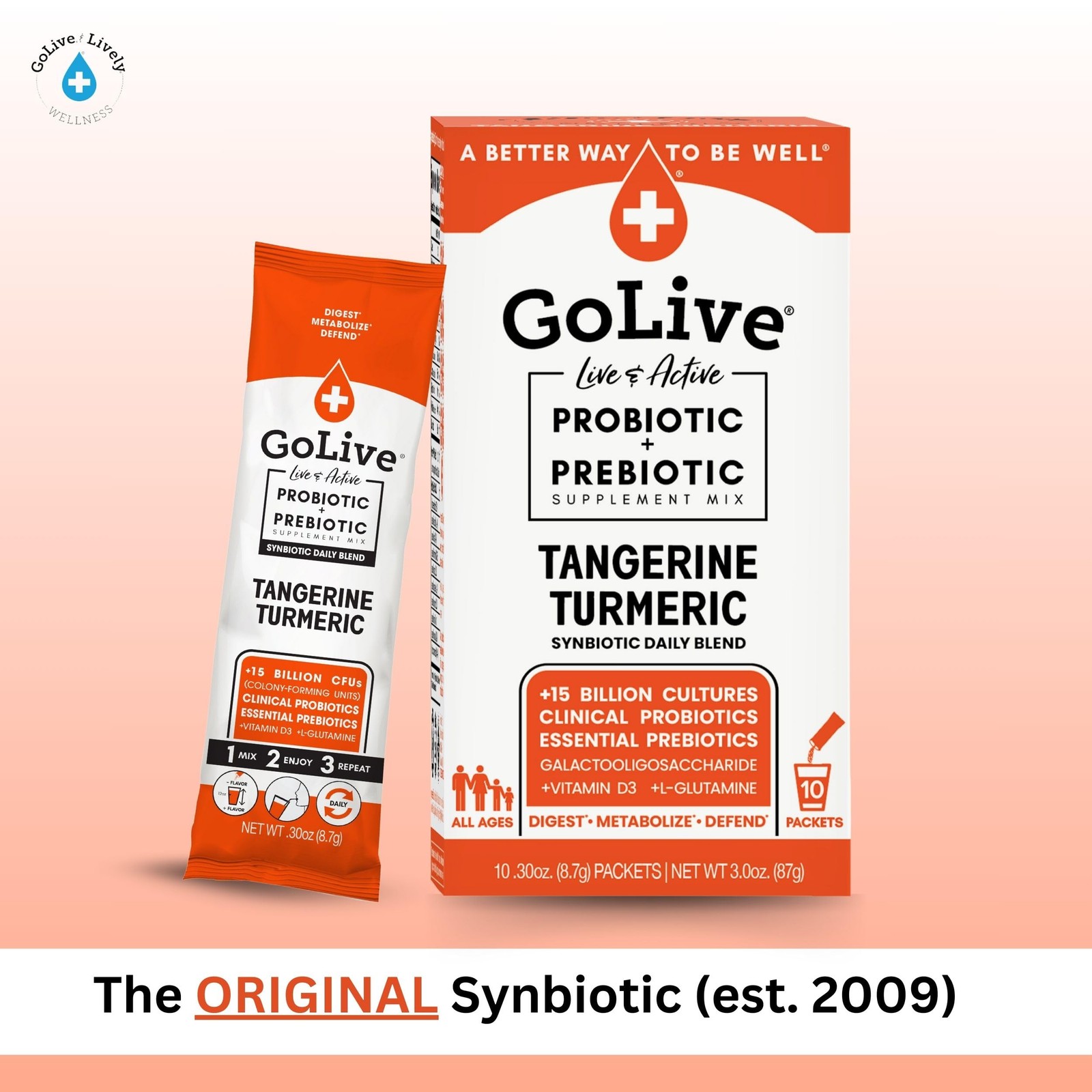 Prebiotic and Probiotic for Women, Men, Kids. Tangerine Turmeric Synbiotic Po…