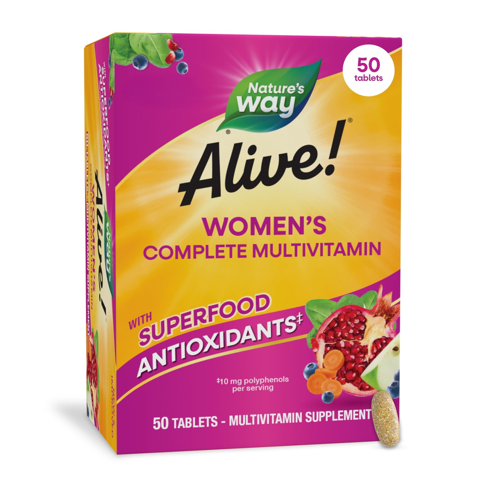 Nature’s Way Alive! Complete Multivitamin for 50 Count (Pack of 1), Natural