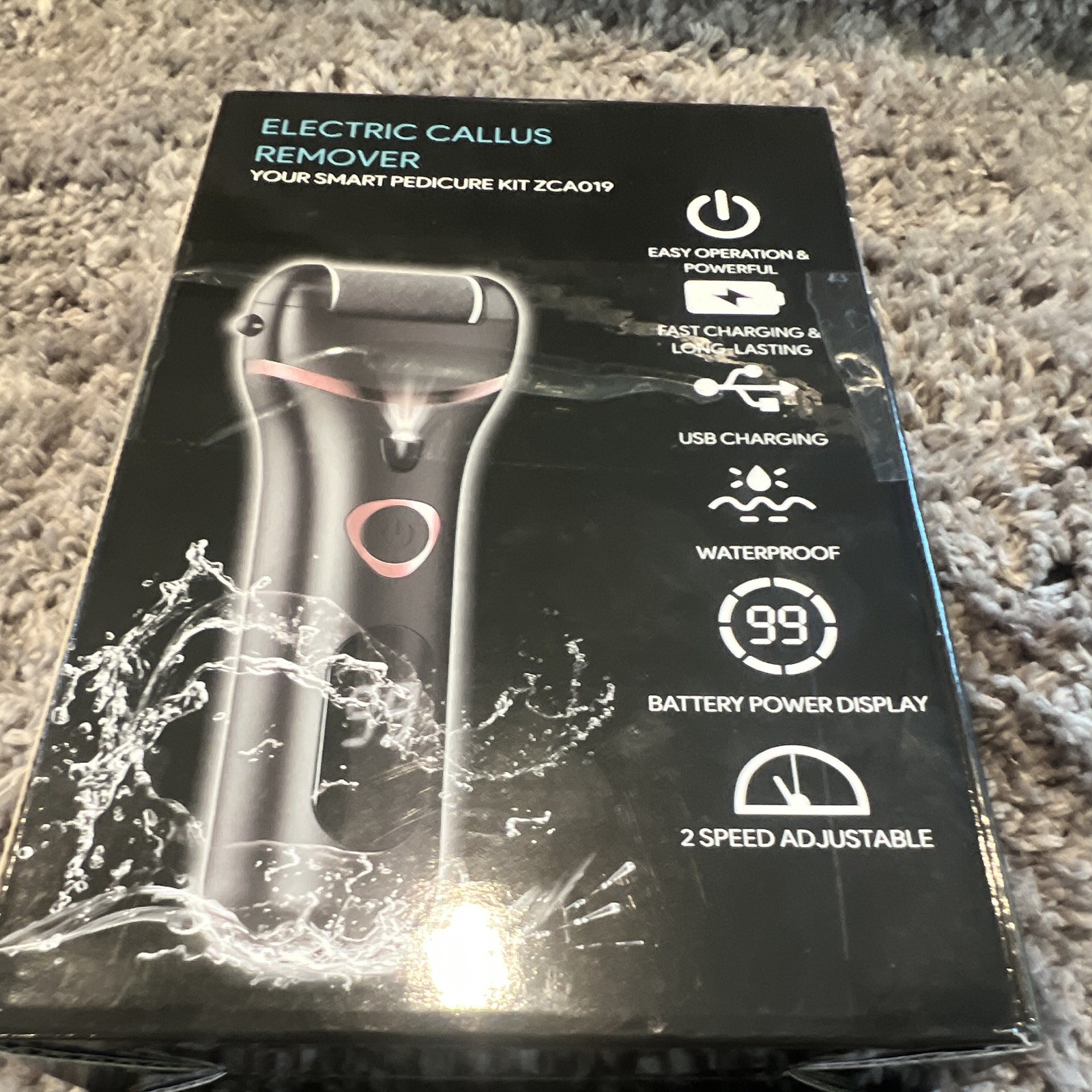 Electric Callus Remover Rechargeable Waterproof Black 3 Heads ZCA019