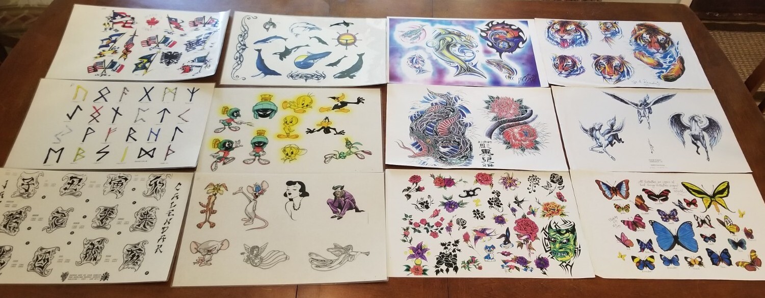 Ian Of Reading Jeff Bartels Various Tattoo Flash 12 Sheets Cartoon Viking Flags