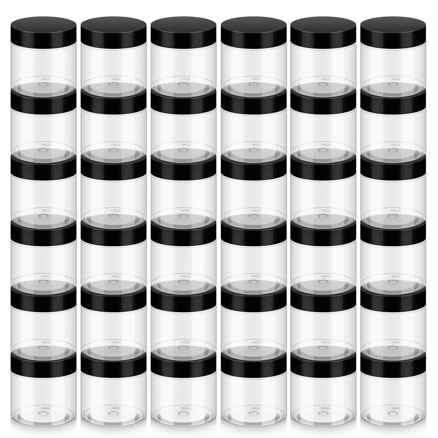 36 Pack 2 OZ Plastic Jars with Lids, BPA Free, Reusable, Refillable Transparent