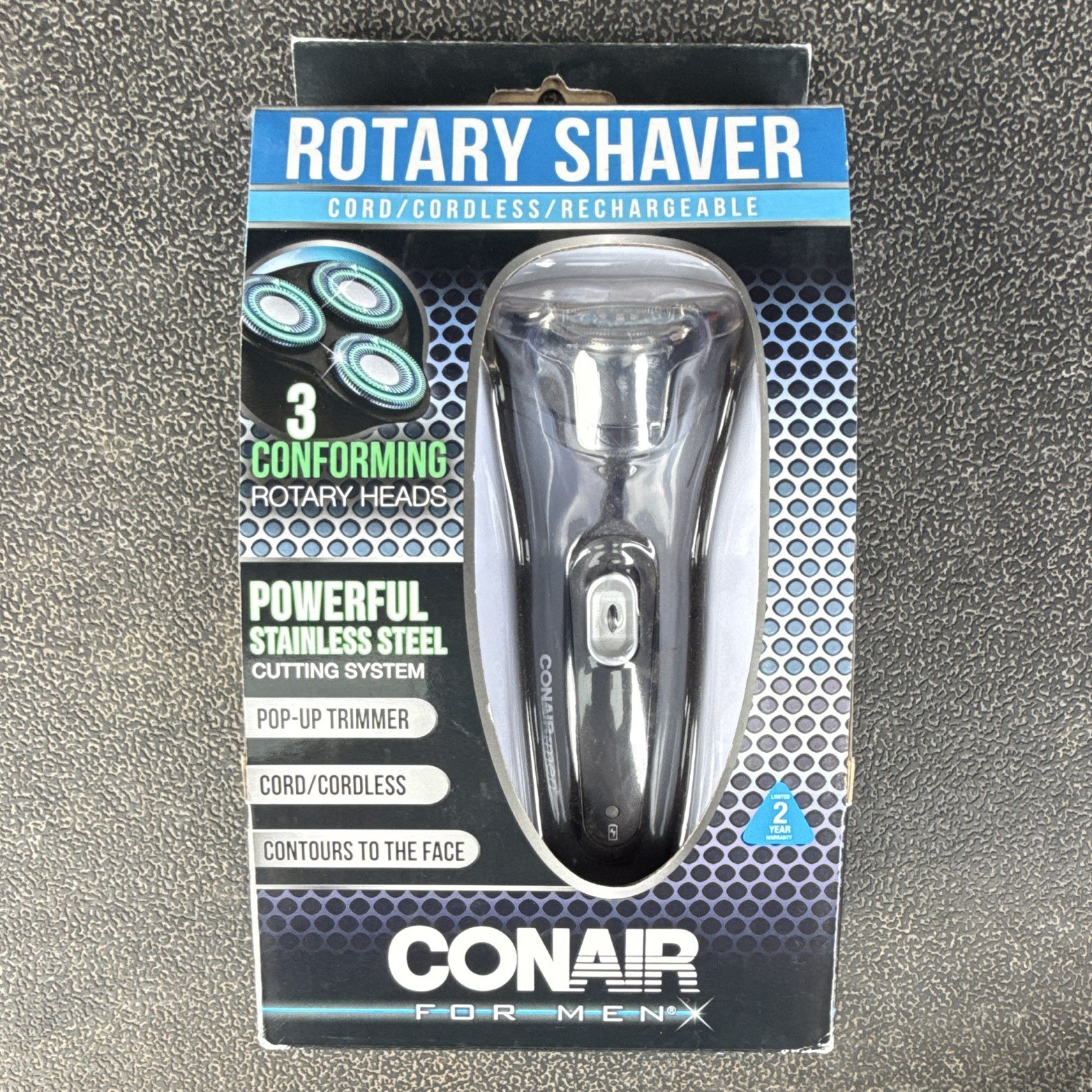 Conair For Men SHV1000 3-Head Rotary Facial Shaver Pop-Up Trimmer Black