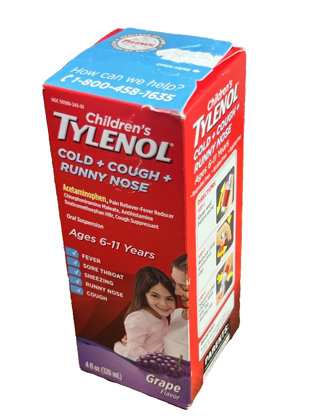 Children’s Tylenol Grape Flavor Cold + Cough + Runny Nose Oral Suspension 02/26