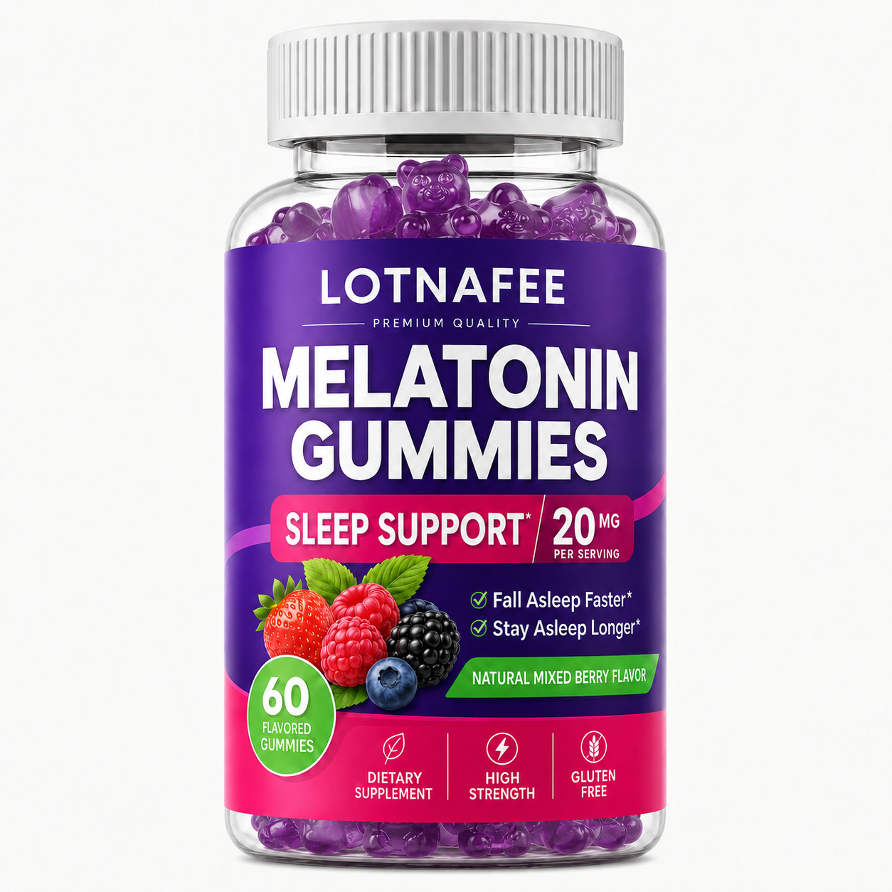 Melatonin Gummies 20mg – Sleep Aid , Fall Asleep Fast and Stay Asleep Quality