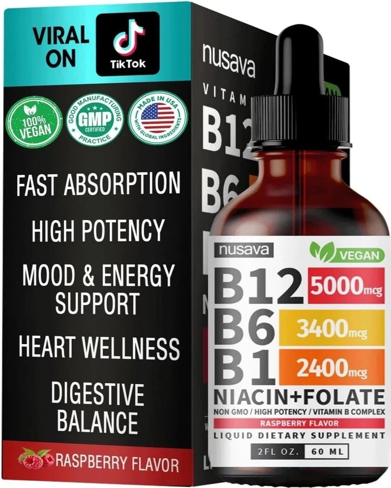 Nusava Vitamin B complex – B 12, B 6 & B 1 + Niacin & Folate – Double pack**