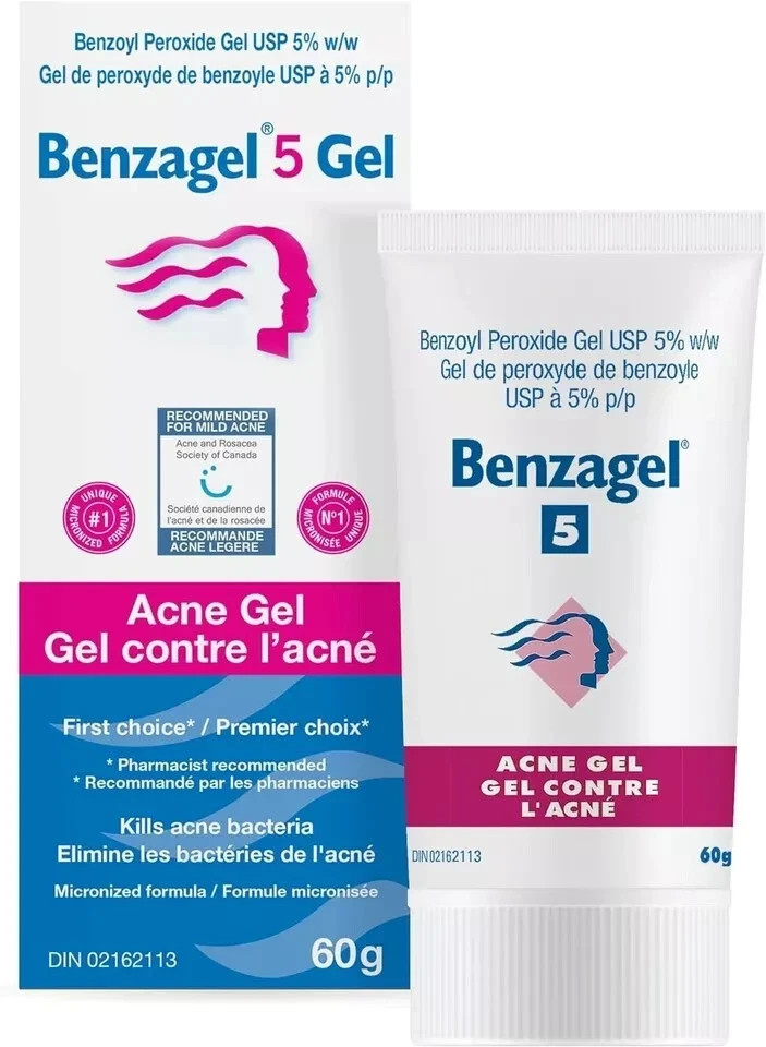 Benzagel 5% Bp Acne Gel – LARGE SIZE 60g Fresh Stock Long Exp. CANADA