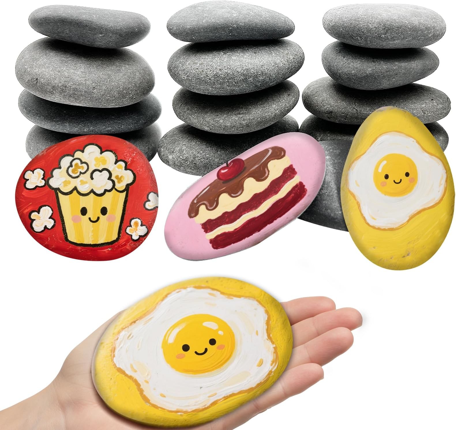16PCS Rocks for Painting, 3-4 Inches Natural Smooth River Rocks for Painting,…