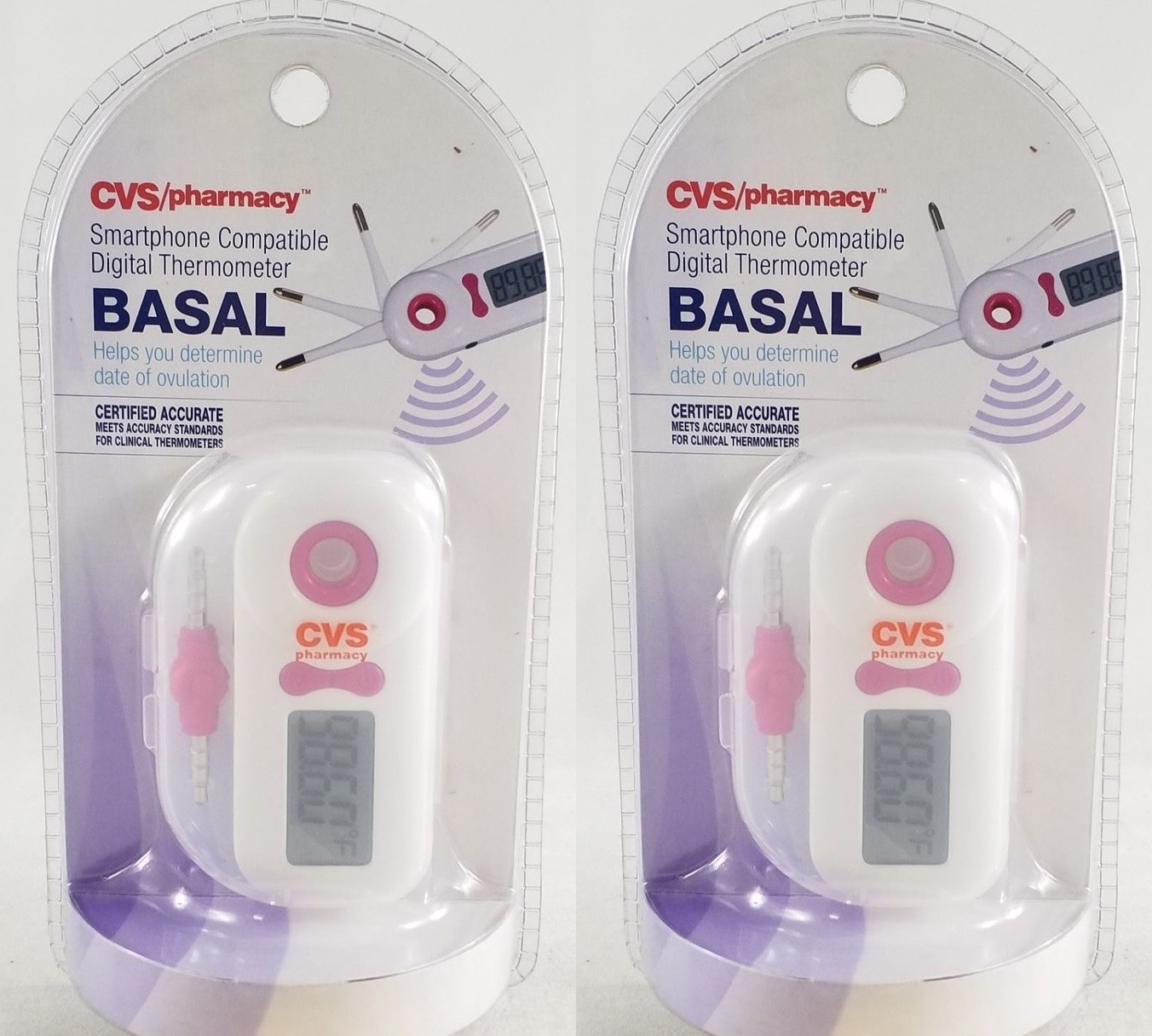 2 Pack – Smartphone Compatible Digital Thermometer with Ovulation Tracking App