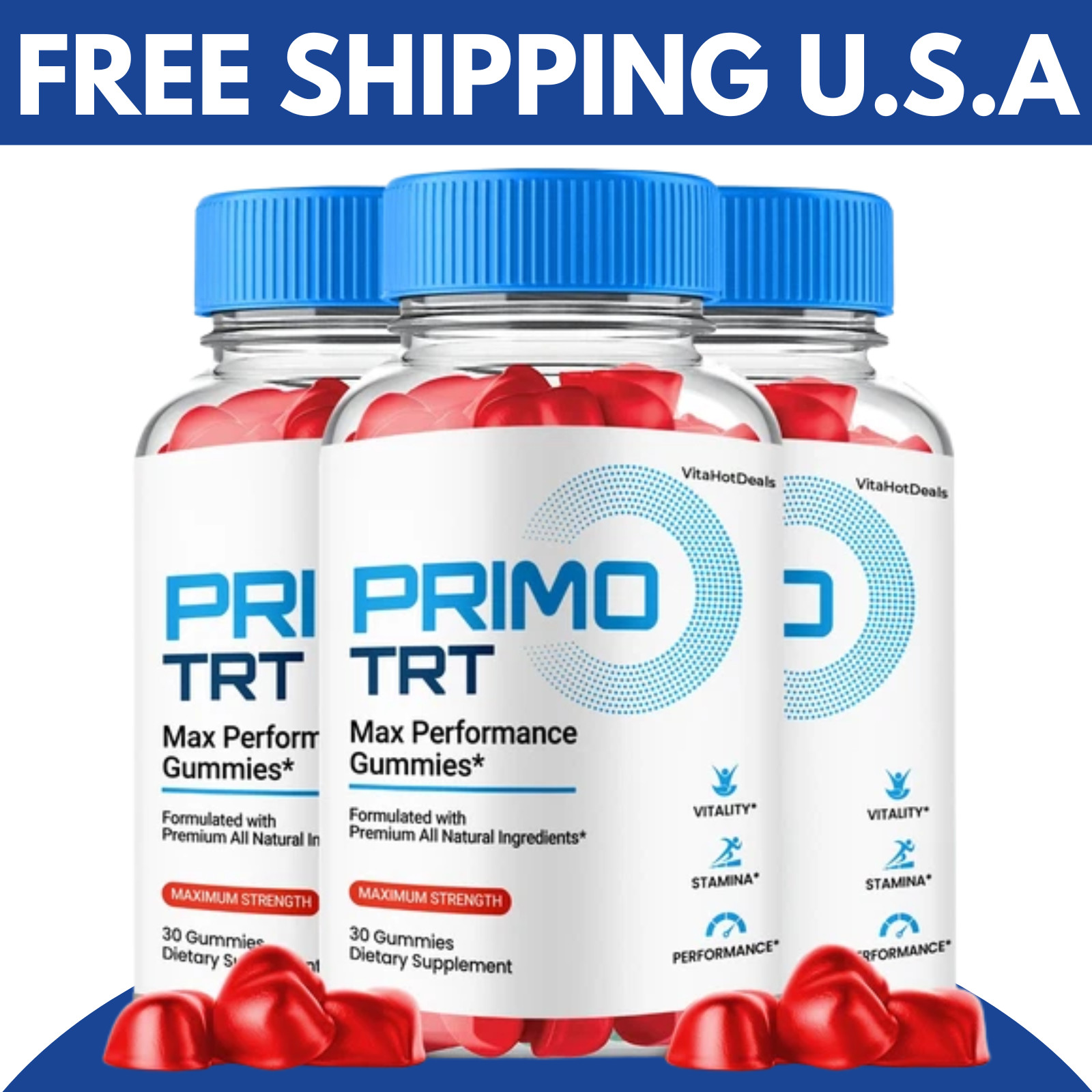 Primo TRT Men’s Gummies Premium Pro Suitable Formula Chewable Supplement 60 Gum