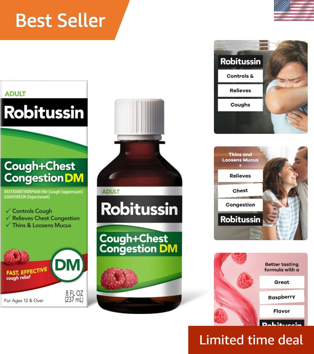 Cough Medicine Liquid Raspberry 8 Oz Expectorant Fast Relief For Adults
