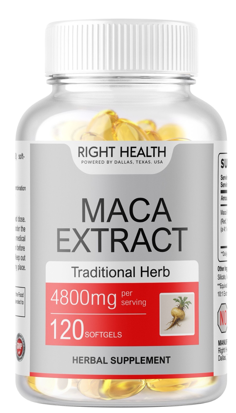 120 Maca Root Capsules 4800mg Softgels| Red, Yellow, Maca Men & Women USA