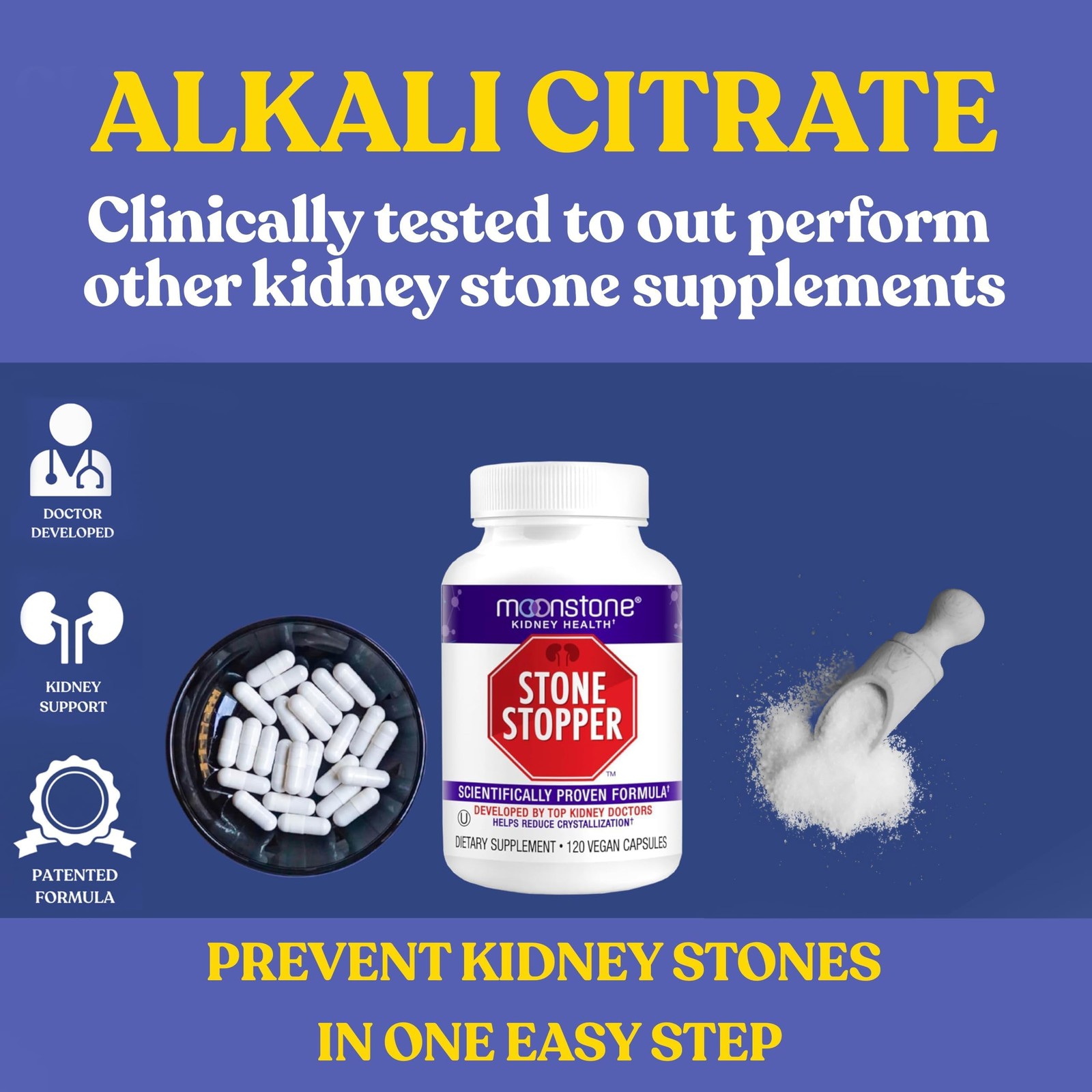 Moonstone Capsules for Kidney Stone Prevention and Health Support, 120 Count