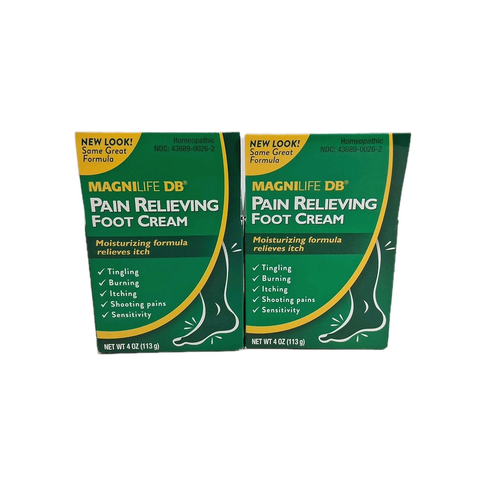 2 Pk Magnilife DB Pain Relieving Foot Cream Homeopathic Moisturizing 4 oz New
