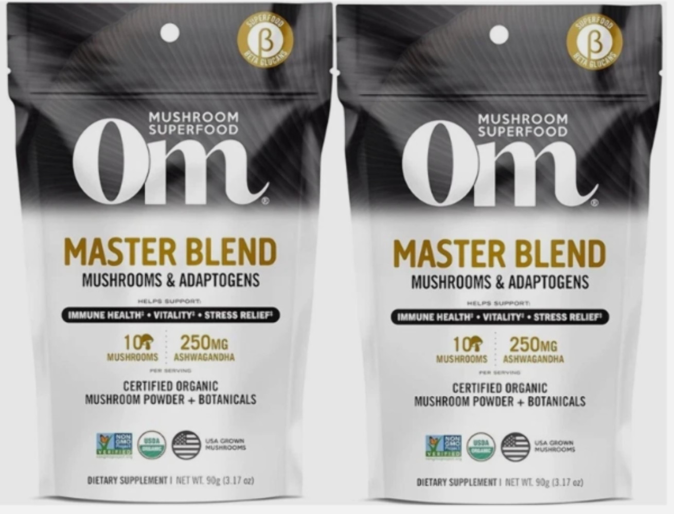 2x 12/26 Om Master Blend Mushroom Powder – Organic Mushroom Supplement with 10 M
