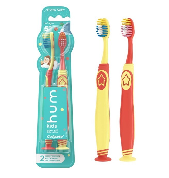 Colgate HUM Kids Smart Manual Toothbrush For Ages 5+, Yellow & Coral