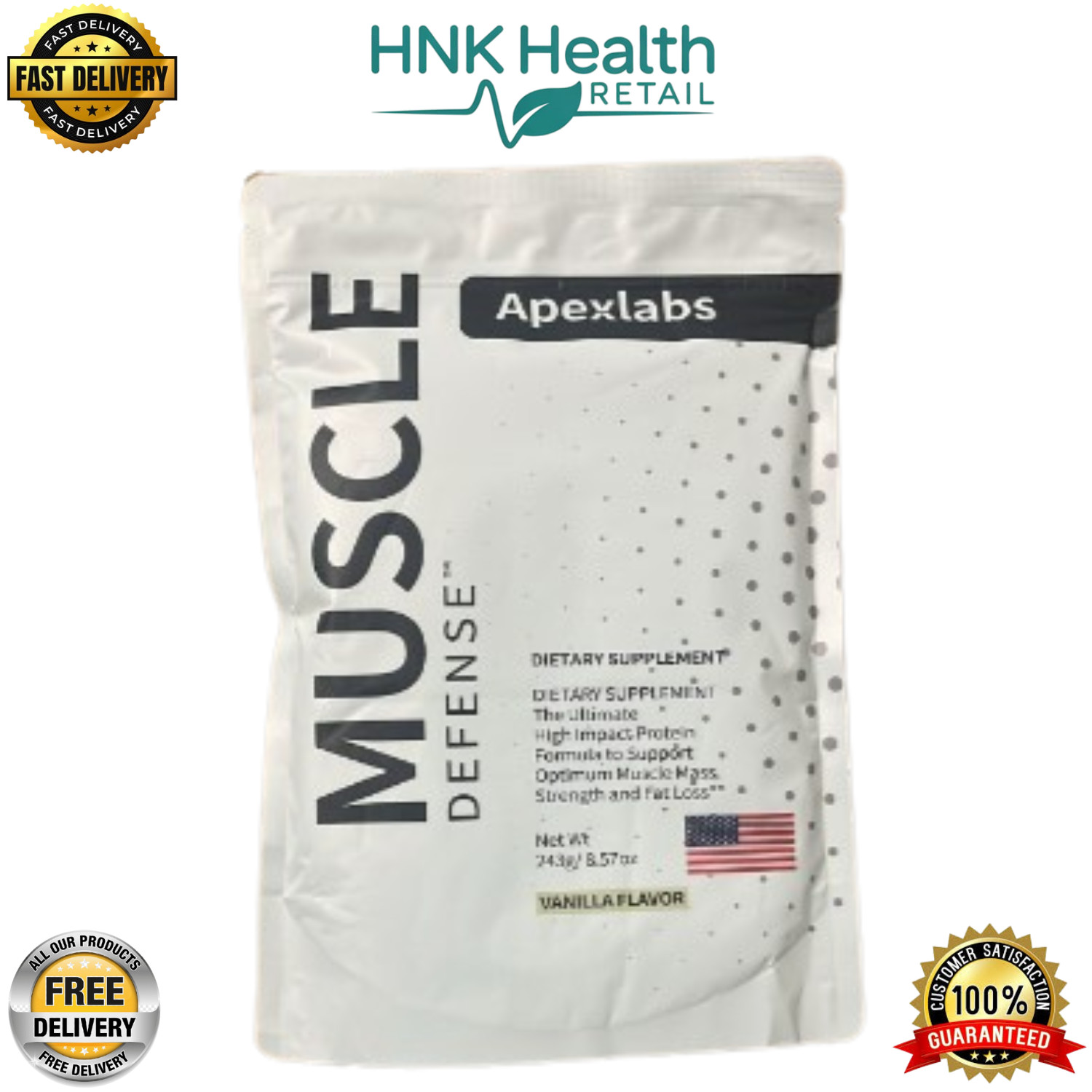 Apex Labs Muscle Defense Dietary Supplement, Vanilla – 8.57 oz – New Packaging