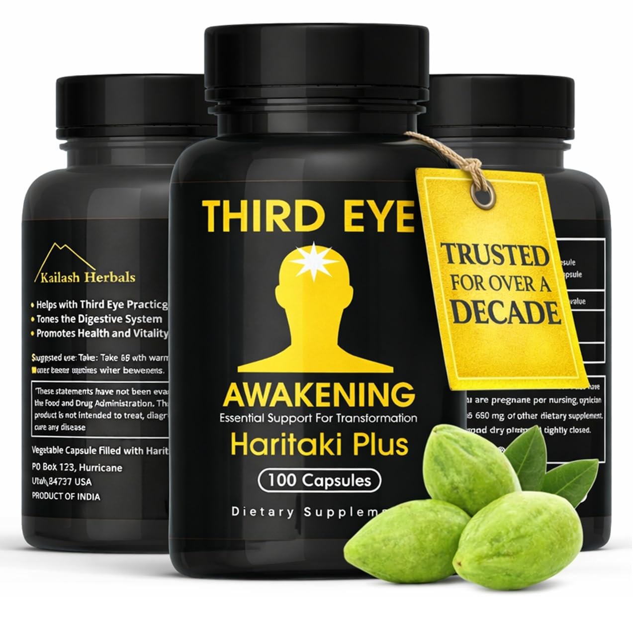 Organic Haritaki Capsules Pineal Gland Supplements Ayurvedic Herbal Capsules