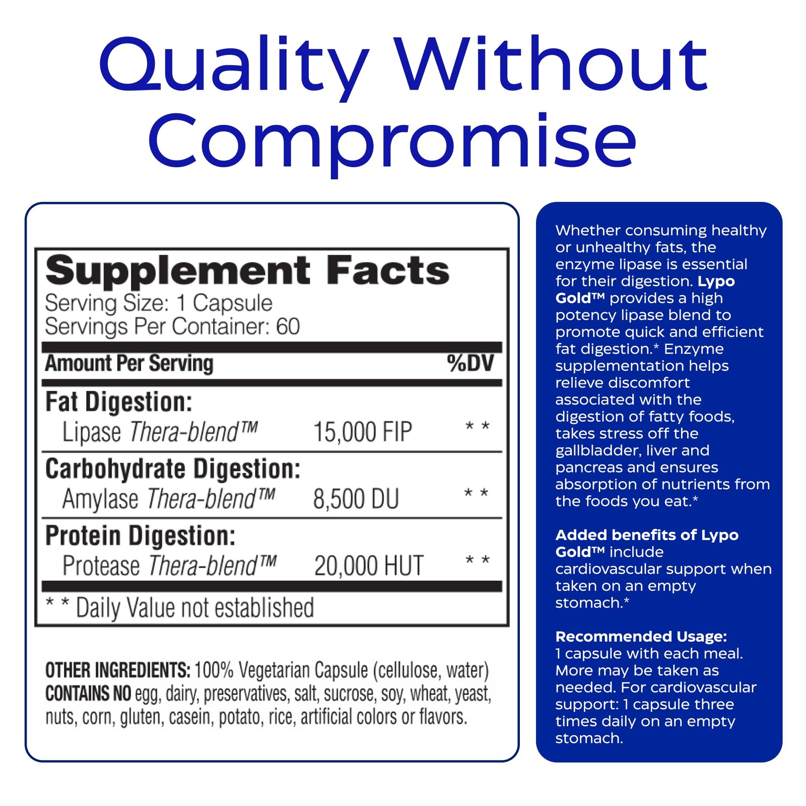 Enzymedica Lypo Gold – Protease, Amylase & Lipase 60 Count, No Color