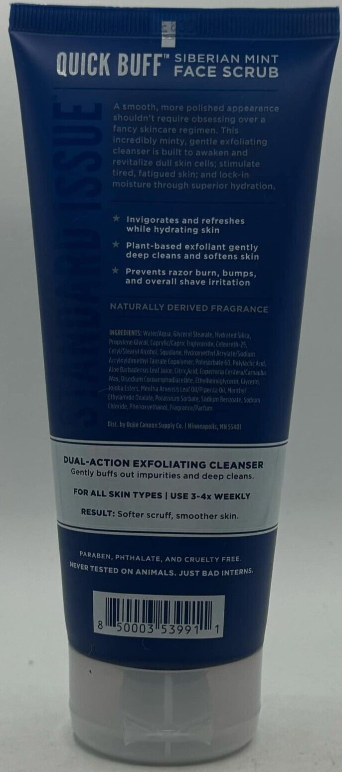 Duke Cannon Quick Buff Siberian Mint Face Scrub ~ 6 FL OZ ~ FAST SHIPPING ~ NEW