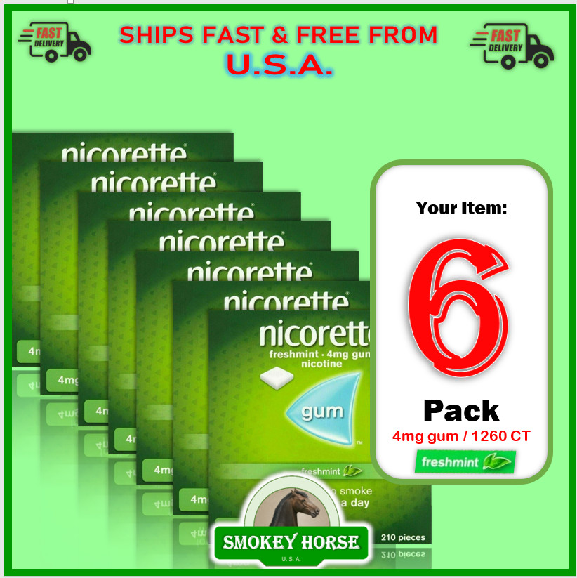 6 X Nicorette Gum 4mg Freshmint 210 Pieces “”SHIP FROM USA — SUPER FAST””