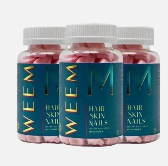 WEEM Hair Skin and Nails Gummies, Vegan biotin Vitamins, Healthy Hair- Pack of 3