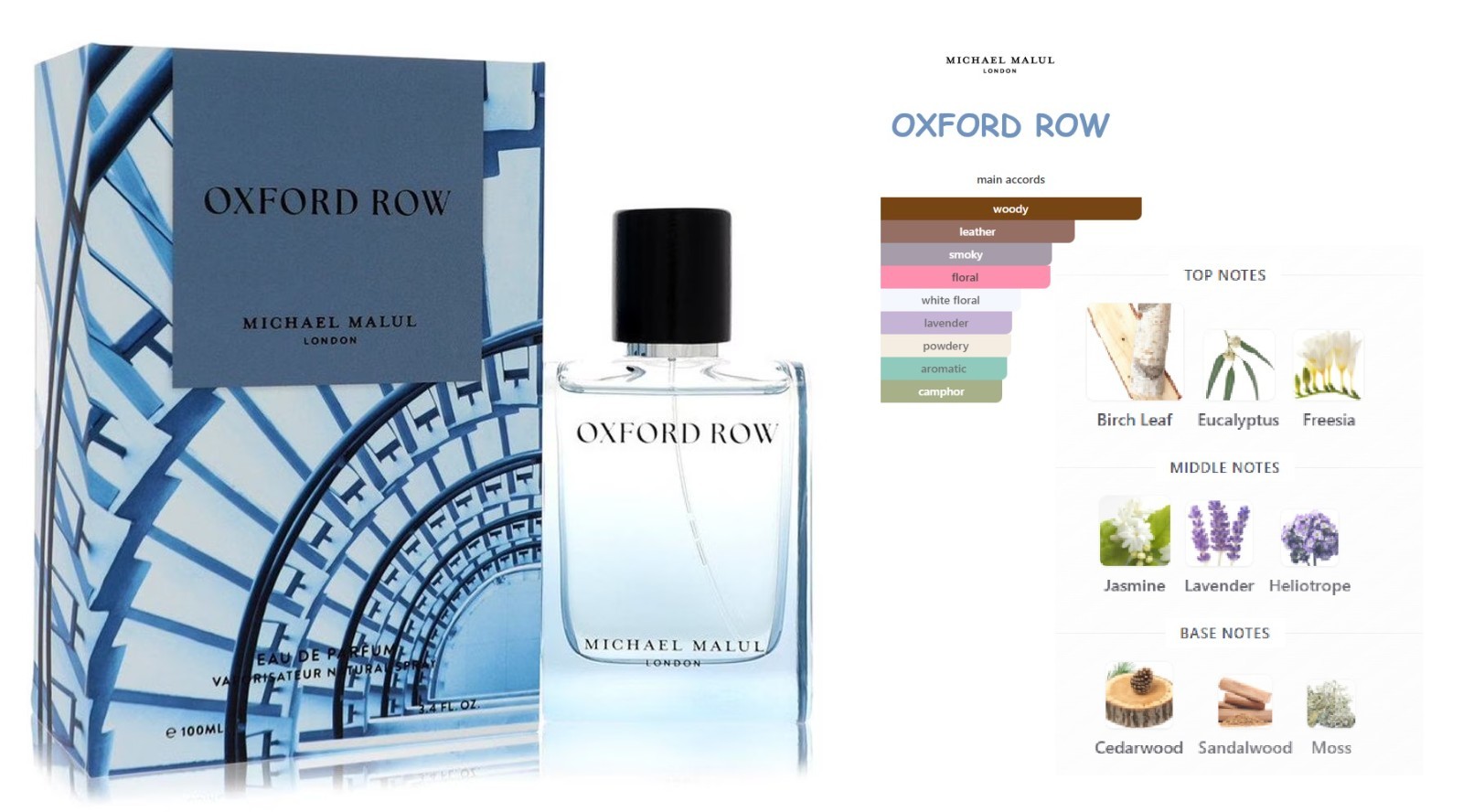 Michael Malul OXFORD ROW Eau de Parfum Spray 3.4 FL OZ. SEALED BOX Men’s Perfume