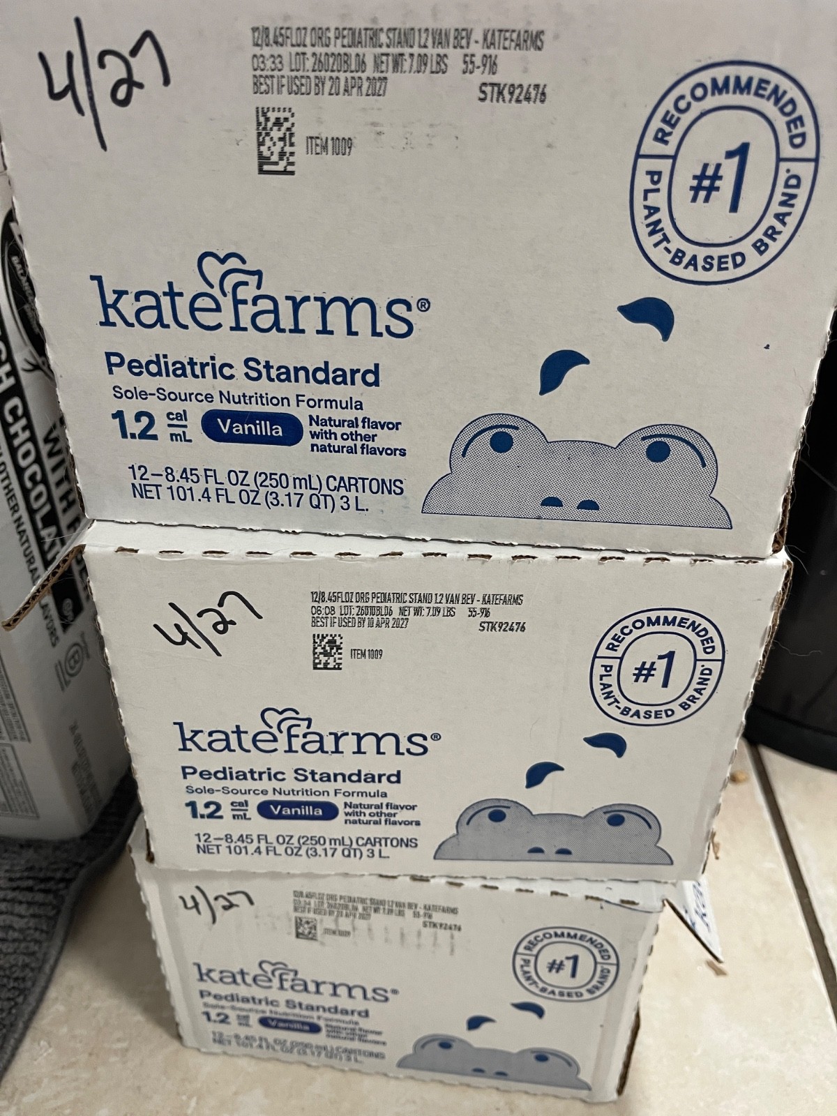 12 Pcs Kate Farms Pediatric Standard 1.2 Vanilla Formula 8.45 oz Cartons Case