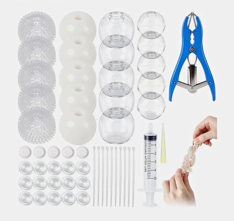 20PCS DIY Stress Ball Making Kit Skins w/ Expander & Vacuum Tool Plastic