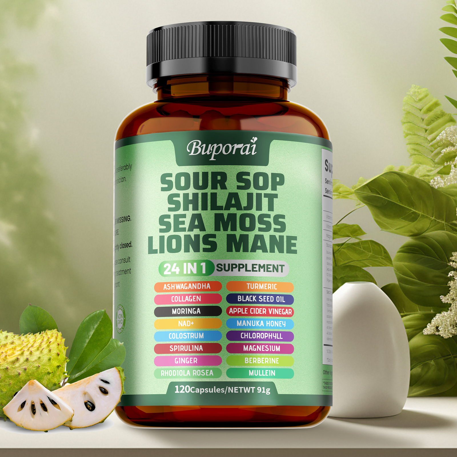 Sour Sop Shilajit Sea Moss Lion’s Mane – Energy, Brain Boost, Immune Support